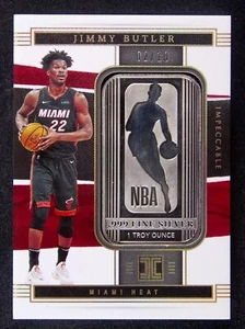 2021-22 Panini Impeccable Jimmy Butler #25 NBA Logo Silver Bar Holo Gold /10 - Picture 1 of 2
