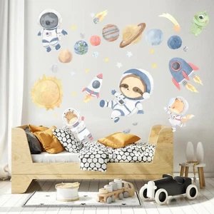 Solar System Asteroids Spaceship Rocket Koala Sloth Removable Wall Decal Sticker - Bild 1 von 5
