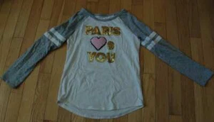 Justice white gray Paris loves you top shirt 8 - Picture 1 of 1