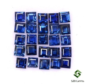 2.50 Cts Natural Blue Sapphire Square Cut 2.25 mm Lot 26 Pcs Lustrous Gemstones - Picture 1 of 6