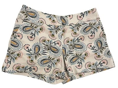 Pantalones Cortos LOFT Mujer Paisley Art Blancos Chinos Talla 6 Con Bolsillos Chic Y2K Parte Inferior Foto 1 de 4