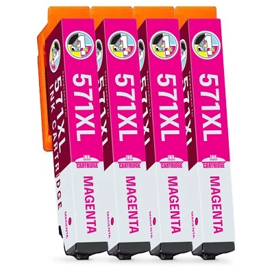 INK4LESS 4 cartuchos de tinta magenta 571XL para Canon Pixma MG5750 MG5751 MG5752 MG5700 MG5753