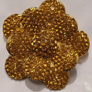 DE COLECCIÓN BROCHE BROCHE PEDALES DE FLORES 3D PEDALES PEDRERÍA CRISTAL CHAPADO EN ORO - Imagen 1 de 13