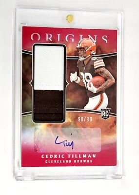 MINT #/99 RC RPA RED AUTO PATCH 2023 Origins Cedric Tillman CLEVELAND BROWNS NFL - Image 1 of 2