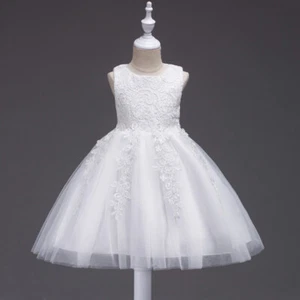 Girl Bridesmaid Princess Fancy Dress Baby Kids Flower Party Lace Wedding Dresses - Picture 1 of 6