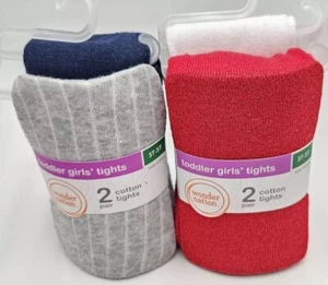 Lot Of 2 NEW Packs Of 2 Tights EACH WONDER NATION TODDLER GIRL'S TIGHTS Sz 3T-5T - Picture 1 of 7