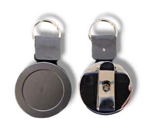 Belt Retractable Key Badge Holder EDC Steel Clip 2pc Carabiner Reel ID Reel Pull - Picture 1 of 9