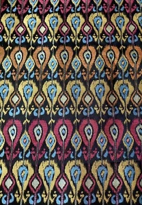 Rare ikat Upholstery Fabric Peacock Reversible 12 Feet By 58” One Piece - Picture 1 of 2