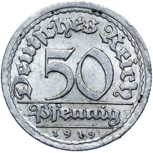 Deutsches Reich Weimarer Republik - J. 301 Münze - 50 Pfennig 1919 J - Aluminium - Bild 1 von 2