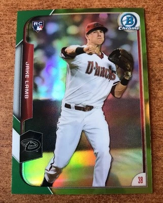 /99 Jake Lamb Diamondbacks 2015 Bowman Chrome Green REF Refractor RC Rookie SP - Image 1 of 2