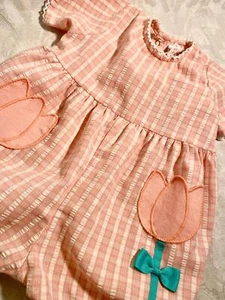 Vintage Buster Pink Pocket Tulip Spring Easter Bubble Romper- 24 M - Picture 1 of 6