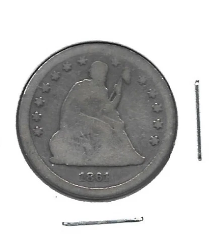 1861 Seated Liberty Quarter G/VG Cover