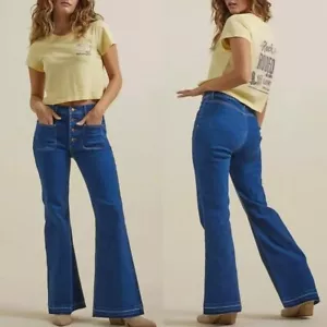 NWT New Wrangler High Rise Fierce Flare Jeans Size 32 x 33 US 16 - Picture 1 of 10