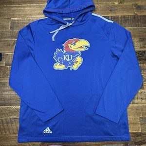 Adidas Kansas Jayhawks “Team Issued” Hoodie Sweater Men’s Sz L 🏈 - Picture 1 of 4
