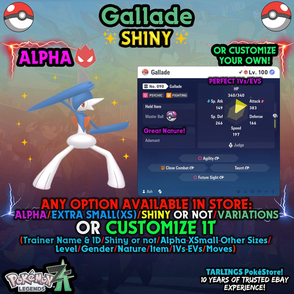 Pokemon Legends ZA 🐉 Gallade - SHINY/NON/ALPHAS/XS/BUNDLES ✨ OR CUSTOM ✨ - Image 1 of 1