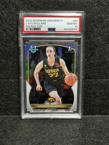 2022 BOWMAN UNIVERSITY CAITLIN CLARK REFRACTOR 1ST BOWMAN #50 PSA 10 - Picture 1 of 1