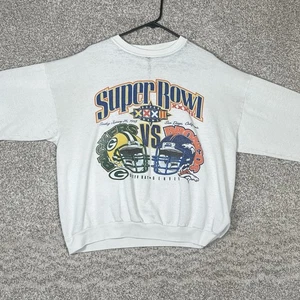 Vintage 1998 Super Bowl XXXII Crewneck Sweatshirt Packers vs Broncos NFL - Picture 1 of 8