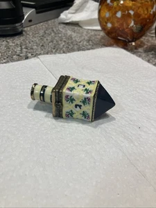 VTG Porcelain Ivory Multi Colored Hinged Trinket Box Hanukkah Dreidel Shaped - Picture 1 of 12