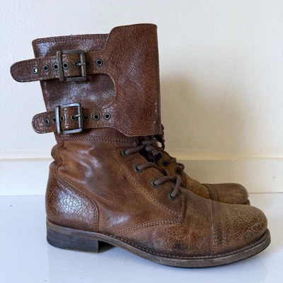 Botas de Combate All Saints Damisi Para Mujer Talla 38 Marrón Cuero Hebilla Motociclista Foto 1 de 4