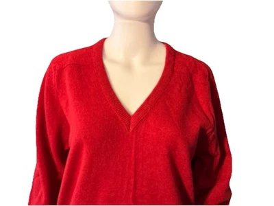 VTG Pendleton Sweater Red V-Neck 100% Virgin Lambswool Made in USA Classic SZ M - Image 1 of 4