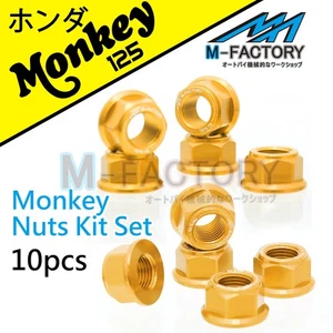 Sprocket + Shock + Front Rear Axle Nuts Gold For Honda Monkey 125 18 19 20 21 - Picture 1 of 5