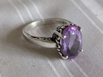 Anillo Kabana plata esterlina amatista púrpura talla 8,25 desplazamiento ajuste de trabajo 5,9 g Foto 1 de 4