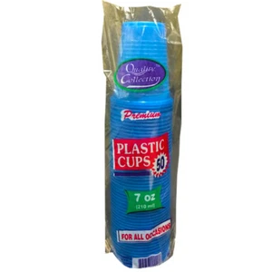 Quality Collection POL-011-B Blue 7 oz. Retail Plastic Cold Cups 48/50 cs - Picture 1 of 1