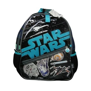 DISNEY PARKS Kids Star Wars Backpack - Black Canvas / Vinyl Decals Multi Zipper - Picture 1 of 3
