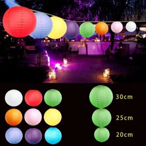 10X Papier Lampions Rund Papierlaterne LED-Ballons Lichter Hochtzeit Dekoration - Bild 1 von 89