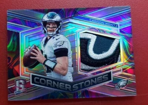 2018 spectra Carson Wentz Cornerstones PLAYER WORN 4 COLOR Patch #'d 3/4 SSP! - Picture 1 of 4