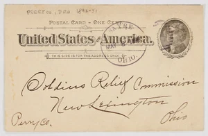 1c Government Postal Card, Sayre, OH. 1896 duplex, Perry Co. DPO 1892-1951. - Picture 1 of 2
