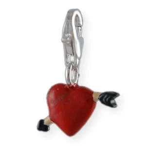 MELINA Charm Anhänger Herz mit Pfeil Silber 925 Emaille - Bild 1 von 1