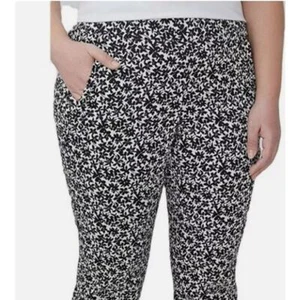 PANTALÓN ALIE Lane Bryant 14 14W Sexy Elástico Tobillo Pierna Recta Jacquard Floral - Imagen 1 de 11