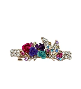 Butterfly Roses Hair Clip Hairpin Rhinestone Elegant Barrette Hairgrip Headwear - Picture 1 of 24