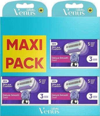 Pack 9 Lames Gillette VENUS " Deluxe Smooth Swirl " Recharges Rasoir Femme 5*