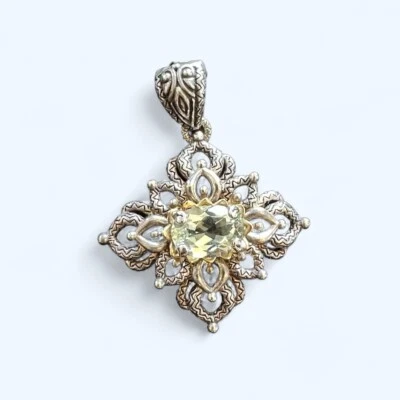 Colgante potenciador flor peridoto verde Barbara Bixby de plata de ley y 18 quilates Foto 1 de 4