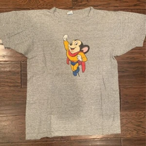 Mighty Mouse Champion Graphic T-shirt Gray Yellow Heathered Crew Neck Tee L - Picture 1 of 6