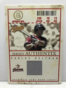 Camiseta deportiva Fleer 2005 auténtica JA-CB Carlos Beltrán desgastada en el juego      - Imagen 1 de 2