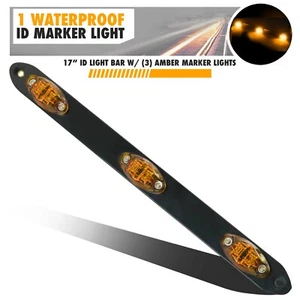 17" Amber 3 Light Marker Clearance ID Sealed Plastic BAR for Truck Trailer Black - Picture 1 of 8