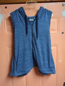 Athleta Vest Womens Large Blue Blissful Balance Split Tulip Back Hoodie Top - Picture 1 of 5