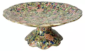 Stunning CROWN DUCAL Rare Chintz Pedestal Scalloped Serving Plate/ Cake Stand - Picture 1 of 5