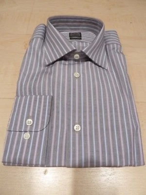 CAMISA IKE BEHAR PARA HOMBRE NUEVA $190 Talla 15.5 34 35 120s 2 capas algodón rayas gris BC Foto 1 de 4