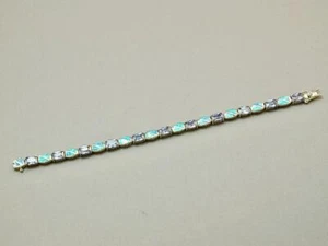 Sterling Silver Bracelet w/Tanzanite & Opal - Picture 1 of 4