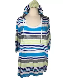 Felpa con cappuccio Avenue Woman's Plus 22/24 tunica manica a 3/4 a righe spiaggia D22 - Foto 1 di 7