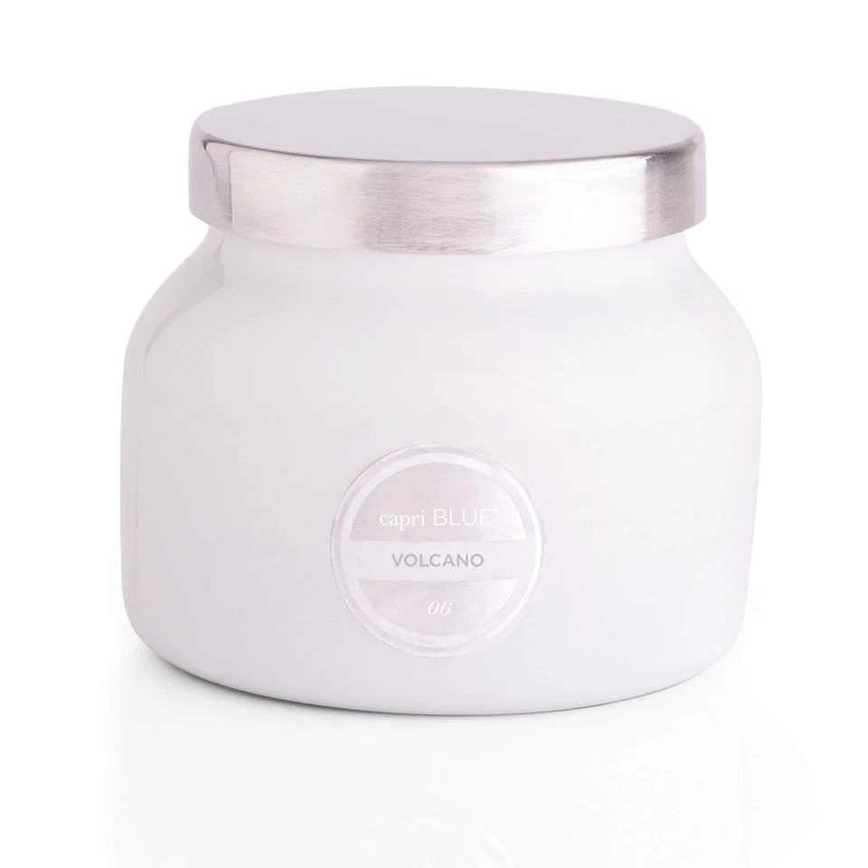 Capri Blue Volcano Petite White Jar 8oz — 第 1/1 张图片