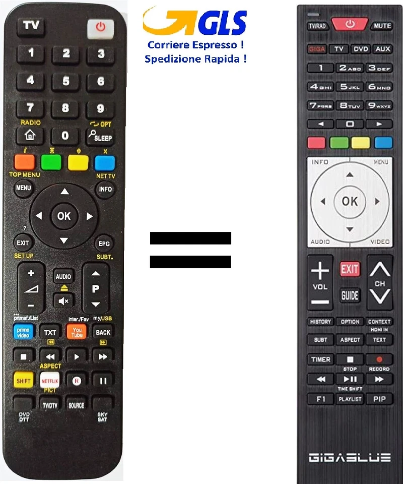 Telecomando gia' programmato per GIGABLUE - Immagine 1 di 1