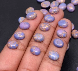 Lotto 24 pezzi blu rame turchese - 10x8 mm ovale cabochon pietra preziosa sfusa - Foto 1 di 6