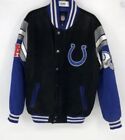 Men’s NFL Indianapolis Colts Button Up Leather & Suede Football Jacket Size LRG