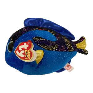 Ty Beanie Boos Collection Aqua Happy Fish Large Eyes Blue Sparkle Plush 21cm - Picture 1 of 8