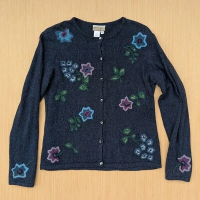 Vintage Coldwater Creek 90's Cottage Floral Knit Cardigan Women's Petite Large - Image 1 of 4